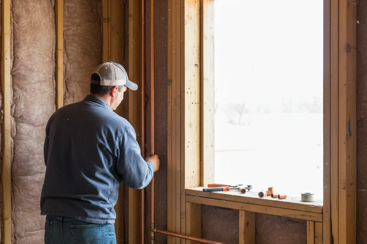 Licensed plumber running new copper supply lines in a Mystic home