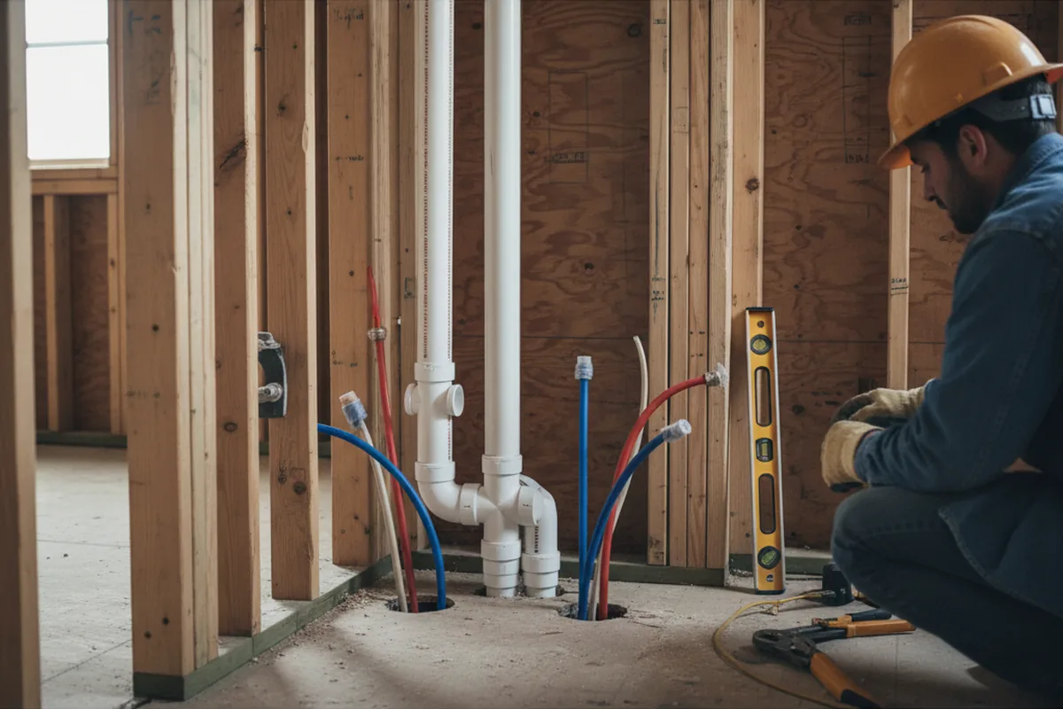 Drain and supply rough-in during Leak Detection in Mystic